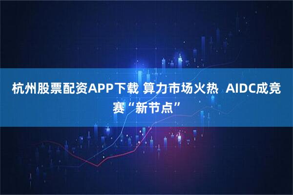 杭州股票配资APP下载 算力市场火热  AIDC成竞赛“新节点”