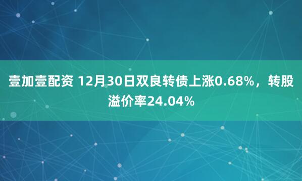 壹加壹配资 12月30日双良转债上涨0.68%，转股溢价率24.04%