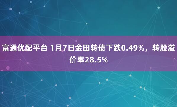 富通优配平台 1月7日金田转债下跌0.49%，转股溢价率28.5%